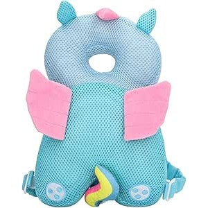 Perna tip Rucsac pentru Protectia Capului, Flippy, Tetiera tip Unicorn, pentru Bebelusi, Design tip Plasa, 33x6x19 cm,