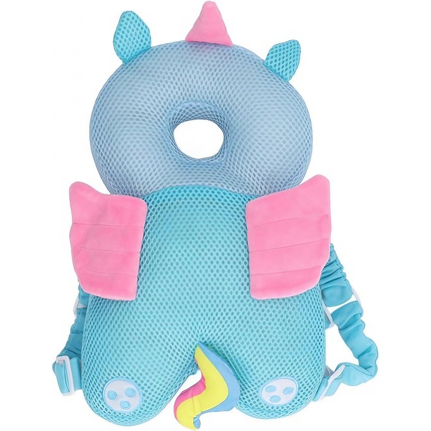 Perna tip Rucsac pentru Protectia Capului, Flippy, Tetiera tip Unicorn, pentru Bebelusi, Design tip Plasa, 33x6x19 cm,