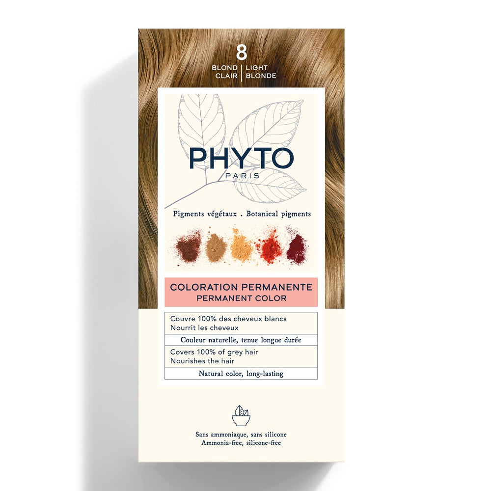 Phyto, Color, Vopsea permanentă de păr, 8 Light Blonde, 50 ml