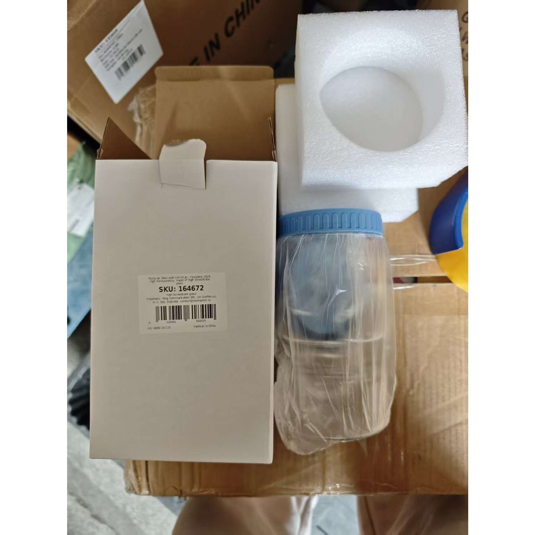 Borcan de Muraturi, Flippy, Borcan cu Separator Divizat de 34oz pentru Lichide, Ermetic, Termorezistent, Tip Clepsidra,