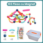 Piese Magnetice pentru Copii, Flippy, Set din 103 de Piese de diferite Culori, Constructor Magnetic cu Posibilitatea de