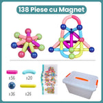 Piese Magnetice pentru Copii, Flippy, Set din 138 de Piese de diferite Culori, Constructor Magnetic cu Posibilitatea de