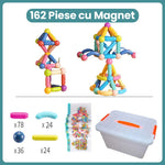 Piese Magnetice pentru Copii, Flippy, Set din 162 de Piese de diferite Culori, Constructor Magnetic cu Posibilitatea de