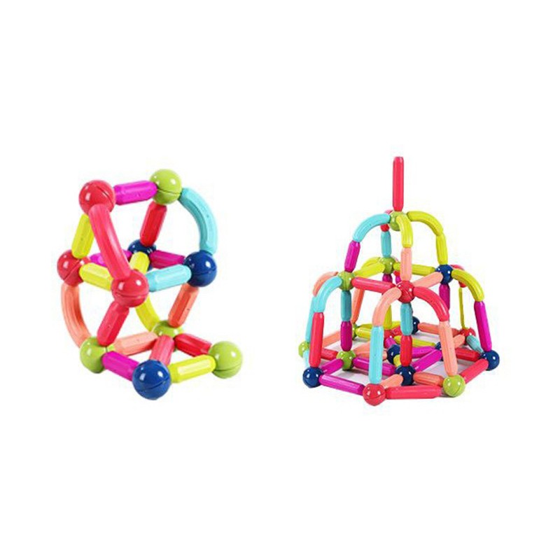 Piese Magnetice pentru Copii, Flippy, Set din 64 de Piese de diferite Culori, Constructor Magnetic cu Posibilitatea de