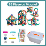 Piese Magnetice pentru Copii, Flippy, Set din 88 de Piese de diferite Culori, Constructor Magnetic cu Posibilitatea de