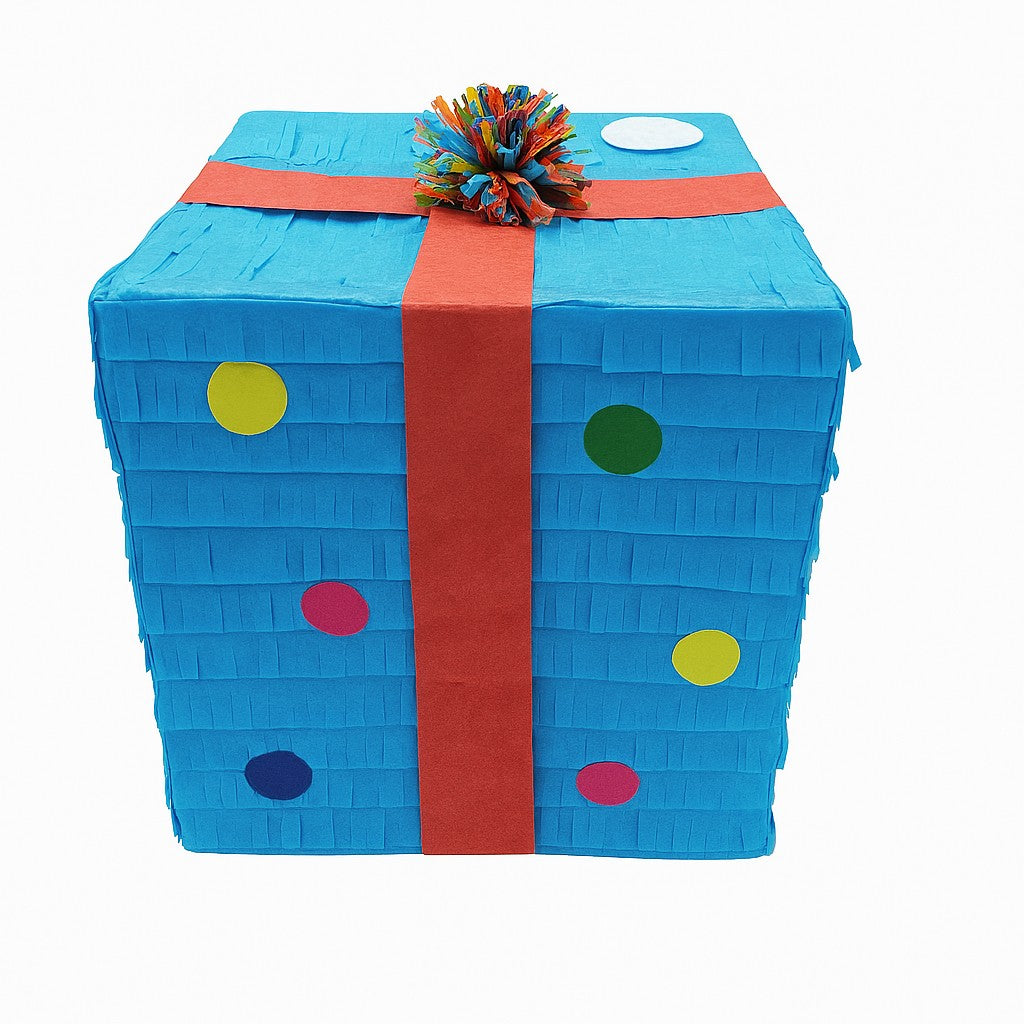 Pinata Cutie Cadou pentru Petrecere, Flippy, din Hartie si Carton, Pinata pentru Petreceri, 25 x 23 x 23 cm, Albastru