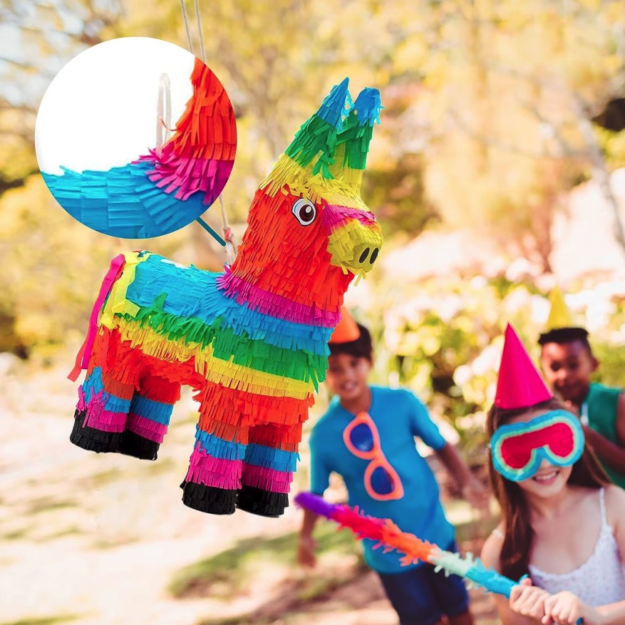 Pinata Magarus pentru Petrecere, Flippy, Pinata din Hartie si Carton, Pinata pentru Copii, 50 x 35 x 10 cm, Multicolor