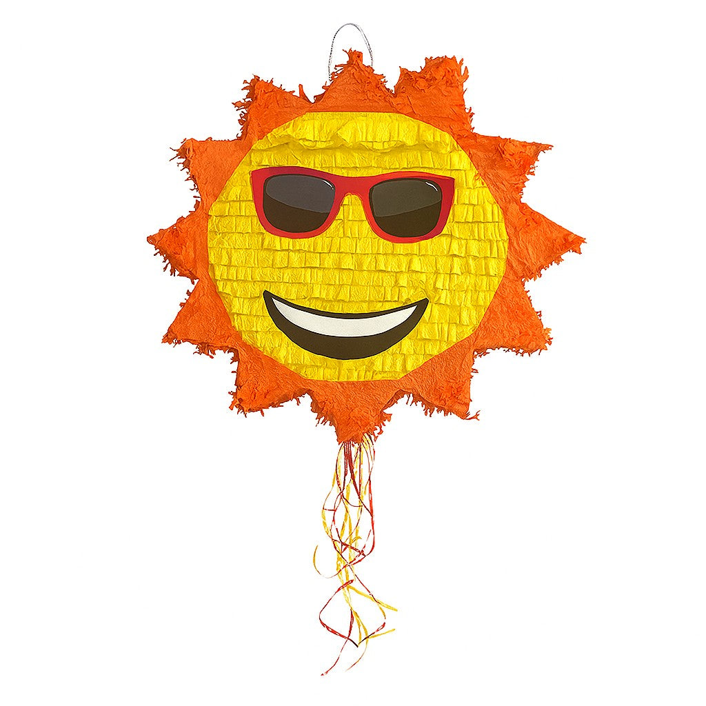 Pinata Soare cu Ochelari Sun pentru Petrecere, Flippy, din Hartie Creponata si Carton, Pinata pentru Petreceri, 40 x 40