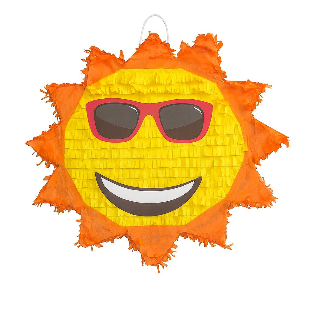 Pinata Soare cu Ochelari Sun pentru Petrecere, Flippy, din Hartie Creponata si Carton, Pinata pentru Petreceri, 40 x 40