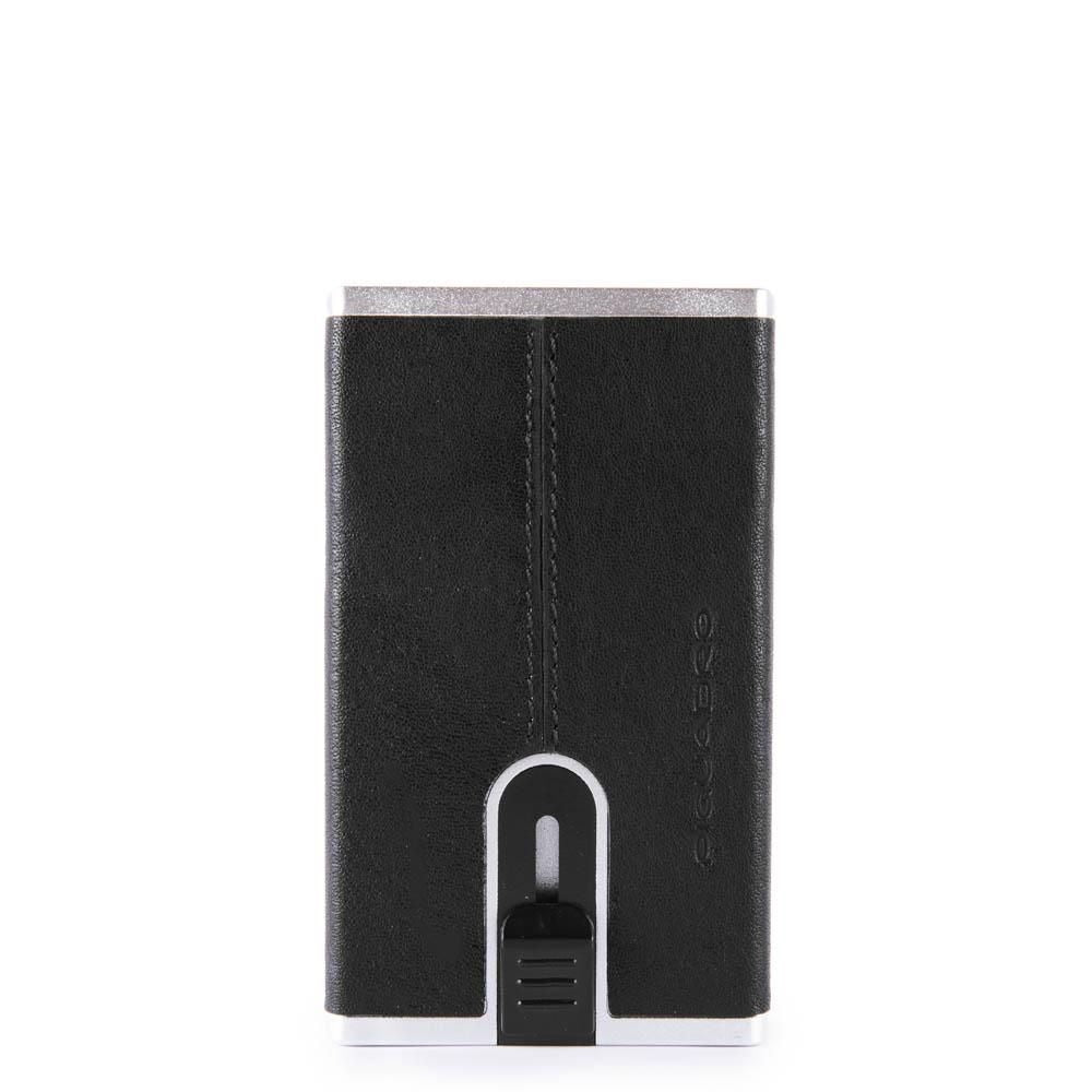 Piquadro, Black Square, Portofel din piele, Sistem de alunecare pătrat cu compact pentru bancnote, PP4891B3R N, Negru, Pentru bărbați - Olmarkt
