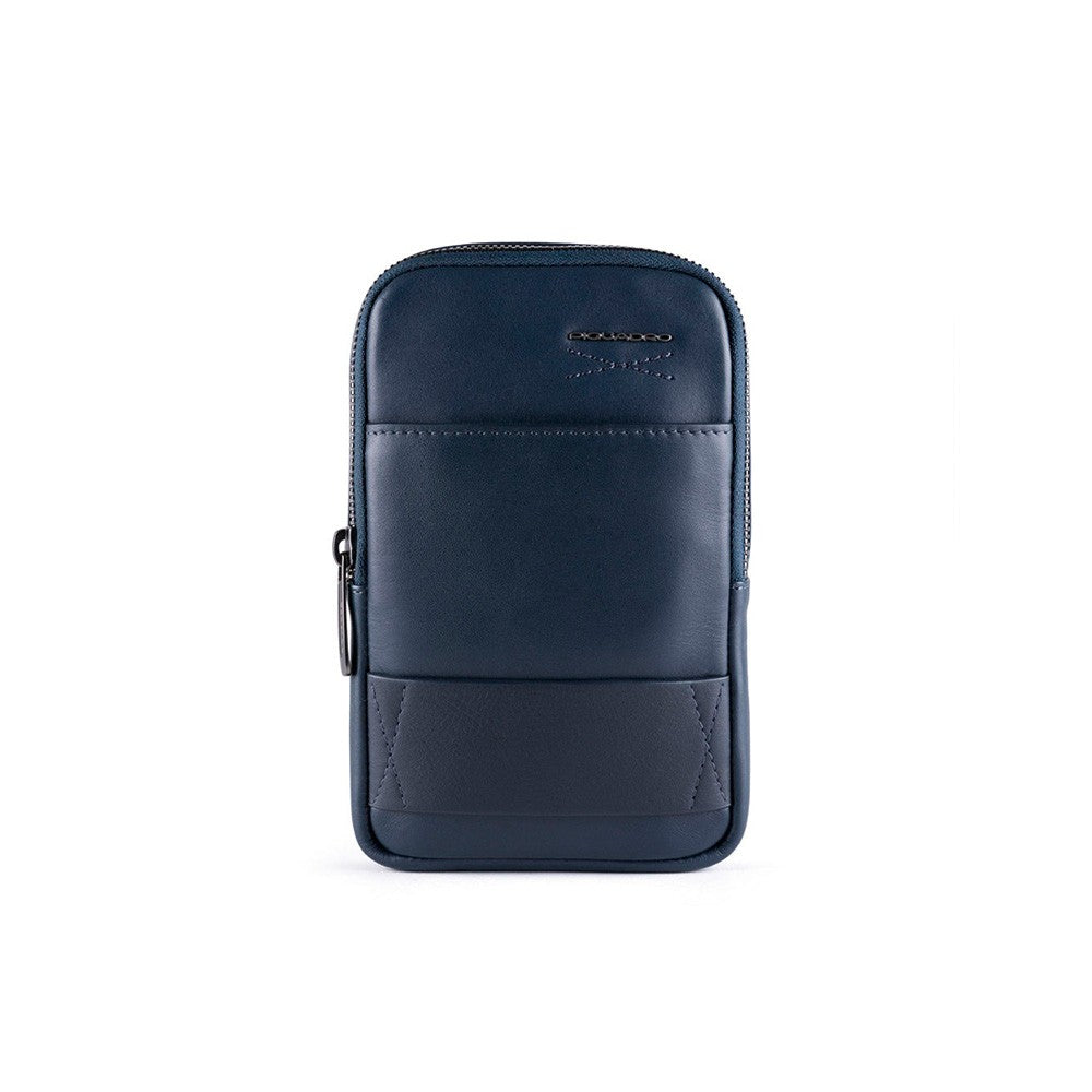 Piquadro, Piquadro, Organizator de telefon, Geantă de piele crossbody, Albastru, 18 x 12 x 2,50 cm, Pentru bărbați - Olmarkt