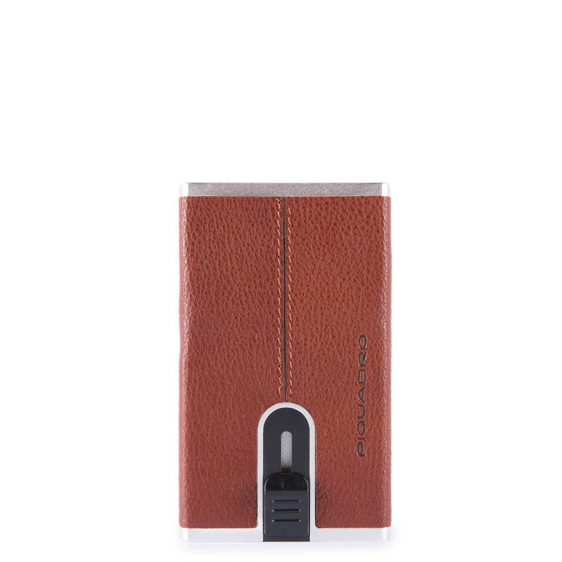 Piquadro, Black Square, Suport de carduri din piele, Sistem de alunecare pătrat cu clema de bani, PP4825B3R-CU, Maro, Pentru bărbați - Olmarkt