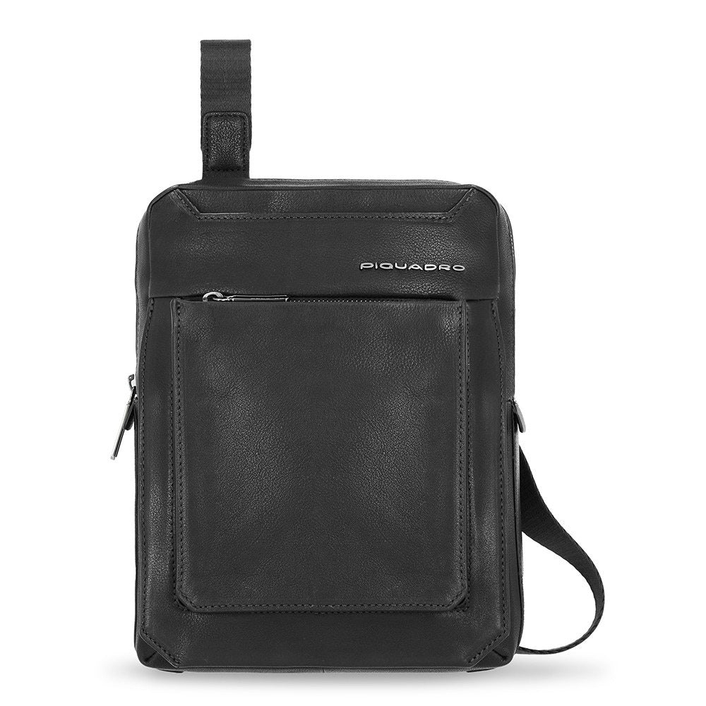 Piquadro, Tallin, Husă iPad, Geantă de piele crossbody, Negru, CA1816W108, 21,5 x 27 x 7 cm, Pentru bărbați - Olmarkt