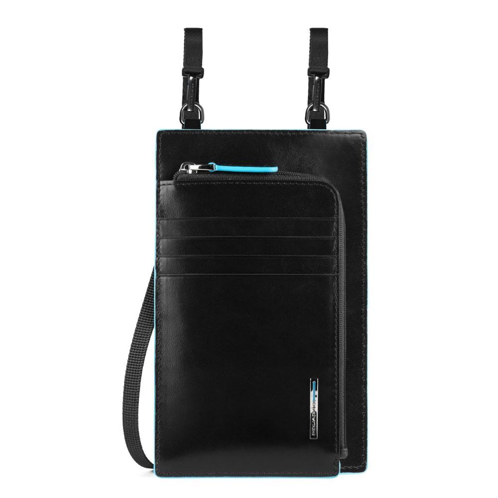 Piquadro, Blue Square, Geantă de piele crossbody, Negru, 11,5 x 19 x 2 cm, Pentru bărbați - Olmarkt