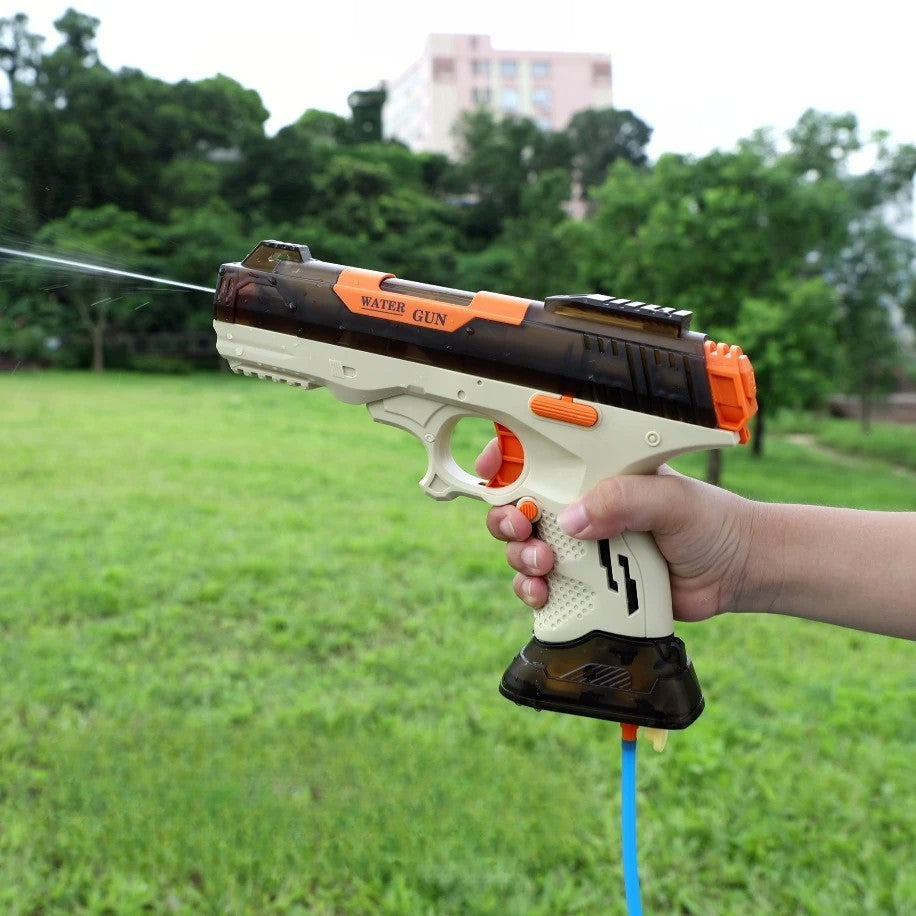 Pistol cu Apa Electric, Flippy, 2 Rezervoare 75/350 ml, din ABS+Silicon, Baterie, Incarcare USB, Conectare la Furtun,