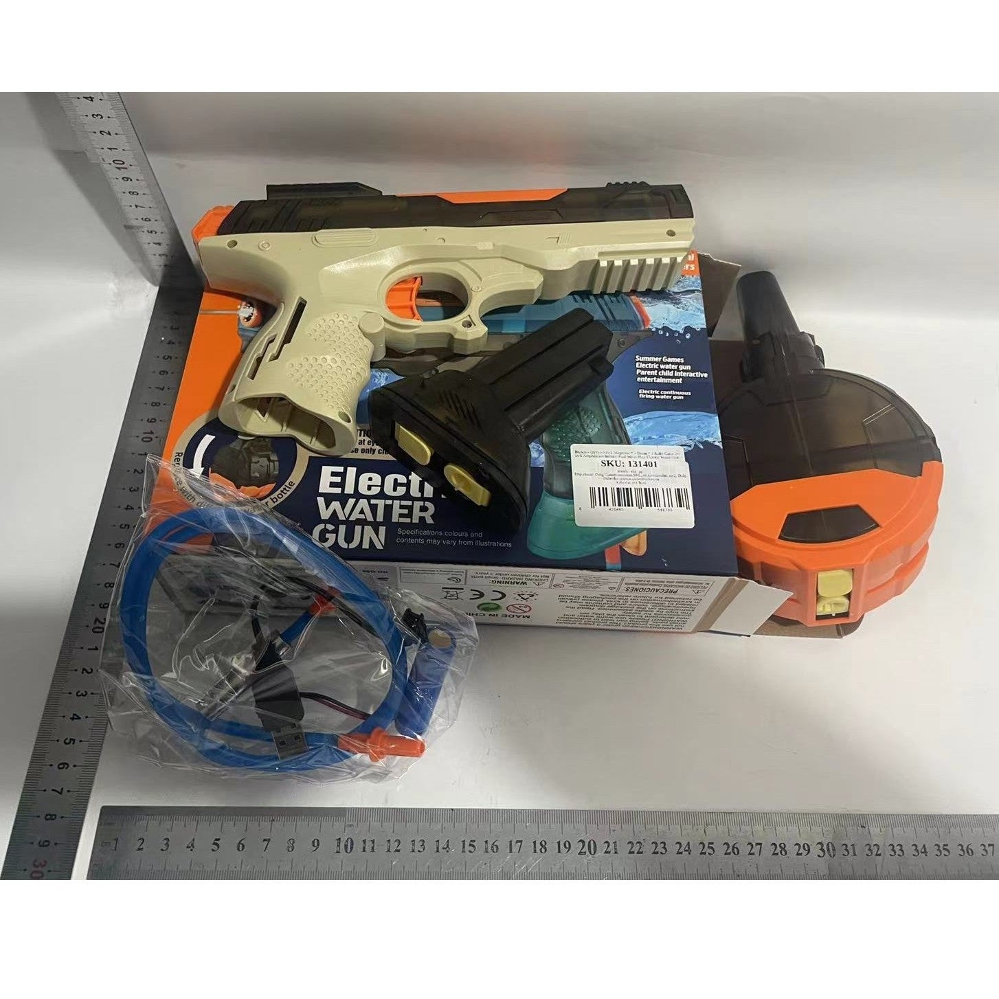Pistol cu Apa Electric, Flippy, 2 Rezervoare 75/350 ml, din ABS+Silicon, Baterie, Incarcare USB, Conectare la Furtun,