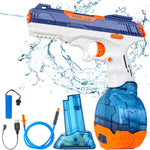 Pistol cu Apa Electric, Flippy, 2 Rezervoare 75/350 ml, din ABS+Silicon, Baterie, Incarcare USB, Conectare la Furtun,