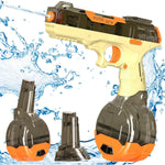 Pistol cu Apa Electric, Flippy, 2 Rezervoare 75/350 ml, din ABS+Silicon, Baterie, Incarcare USB, Conectare la Furtun,