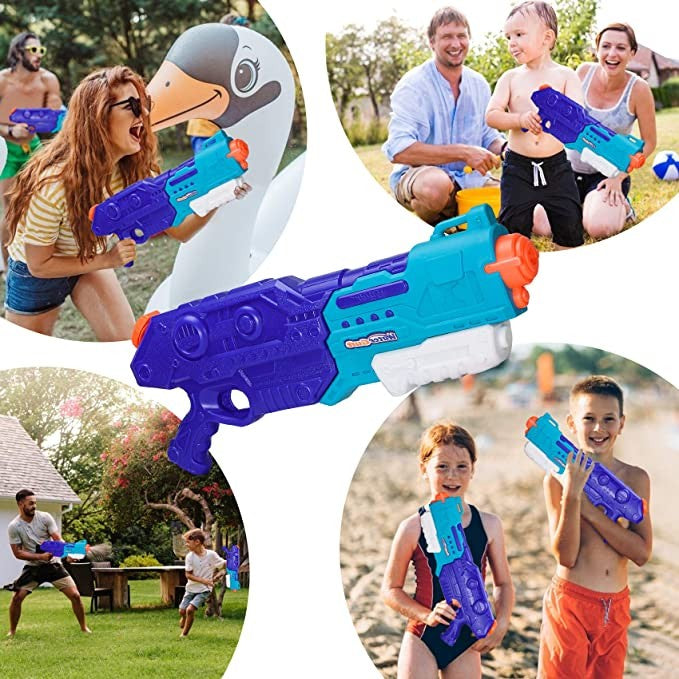 Pistol cu Apa pentru Copii, Rezervor de 1500 ml, Maner de transport, Pentru Piscina/Plaja, Flippy, 3 ani+, Bleumarin,