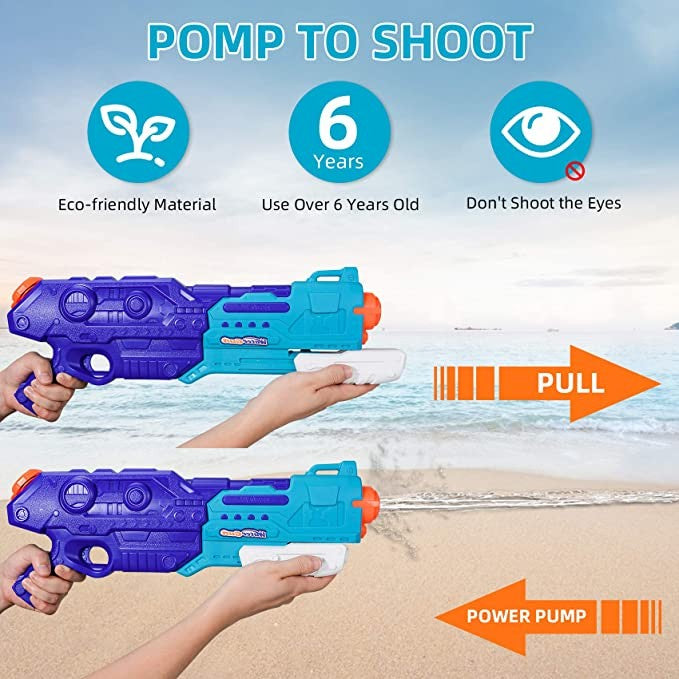 Pistol cu Apa pentru Copii, Rezervor de 1500 ml, Maner de transport, Pentru Piscina/Plaja, Flippy, 3 ani+, Bleumarin,