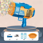 Pistol pentru Baloane de Sapun, Flippy, 132 de Gauri, Lumini Colorate, Tavita, Lichid, Baterie de Li, Cablu de