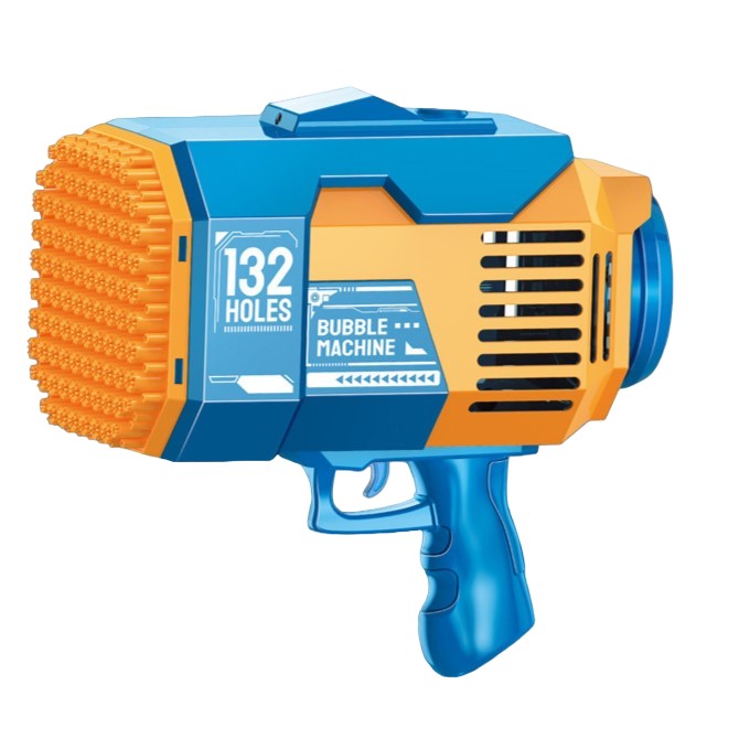 Pistol pentru Baloane de Sapun, Flippy, 132 de Gauri, Lumini Colorate, Tavita, Lichid, Baterie de Li, Cablu de