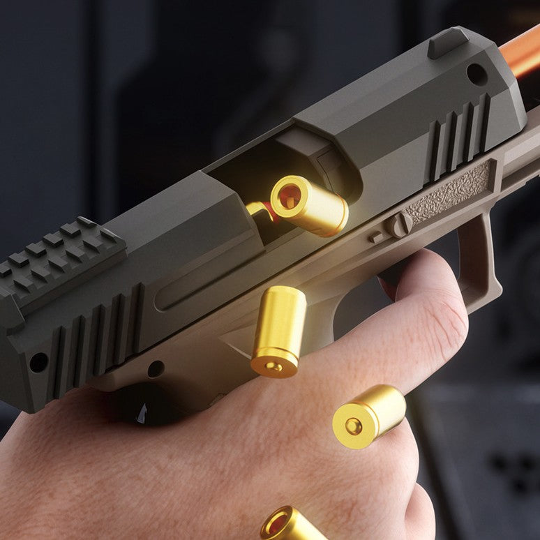 Pistol de jucarie GX4 cu Ejectie, Flippy, de Explozie de buzunar, Makara BLOWBACK, Gloante Moi pentru Copii, 15 x 13 x