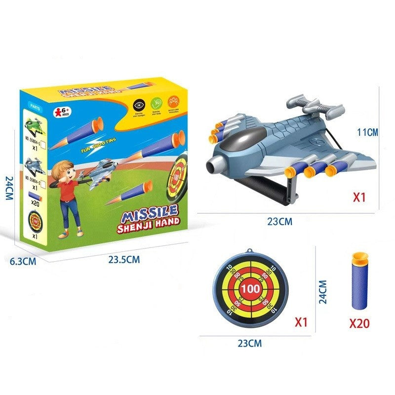 Jucaruie cu Lansator pentru Copii, Flippy, Lanseaza Manual, Tinta, Avion, 20 de Gloante din Material Moale, Joc