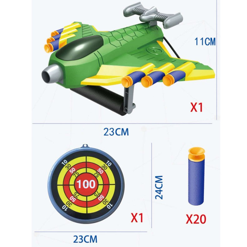 Jucaruie cu Lansator pentru Copii, Flippy, Lanseaza Manual, Tinta, Avion, 20 de Gloante din Material Moale, Joc