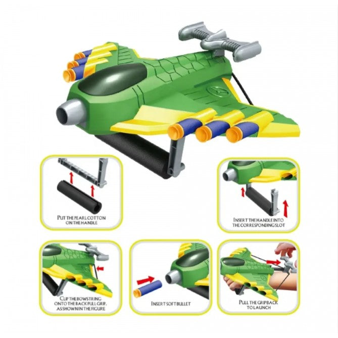 Jucaruie cu Lansator pentru Copii, Flippy, Lanseaza Manual, Tinta, Avion, 20 de Gloante din Material Moale, Joc