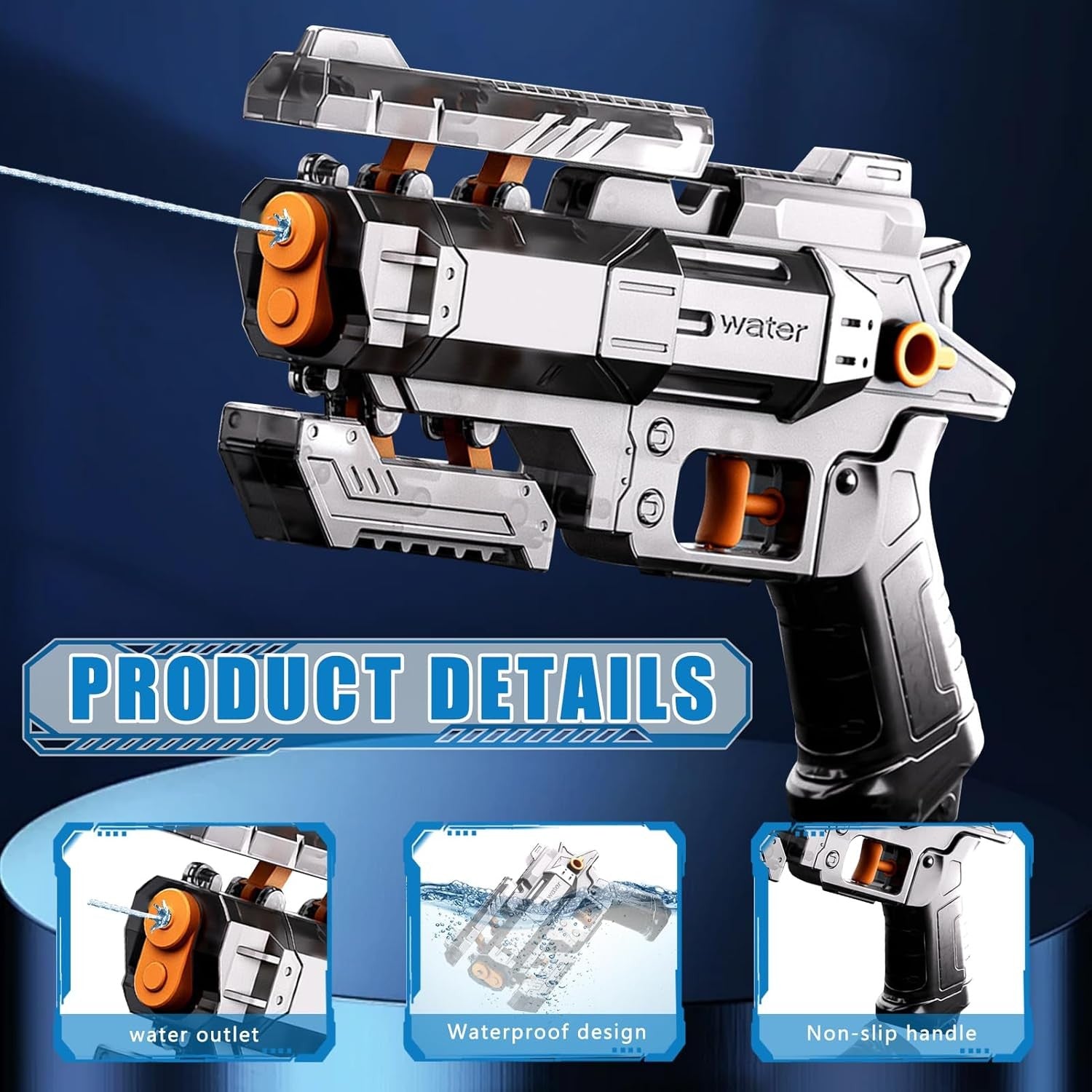 Pistol Manual cu Apa, Flippy, Jucarie Pistol cu Apa Sigur Pentru Copii, Design Nou S-Shooter Atractiv, 23 x 14.5 cm,