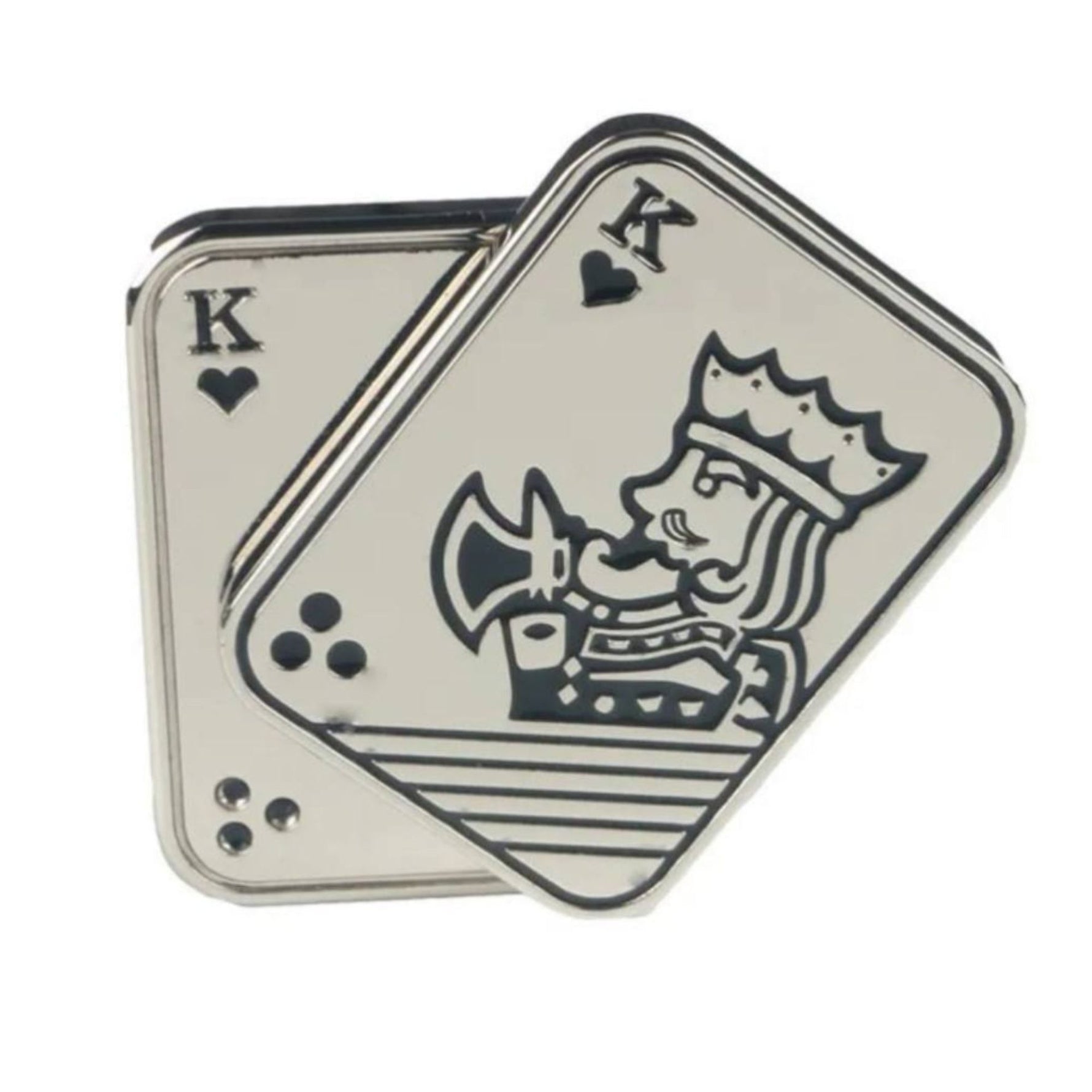 Jucarie Antistres Metalica, Flippy, Fidget Slider Premium, Model Poker King, Mecanism Magnetic Haptic, Otel Inoxidabil,