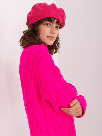 Beretă fuchsia cu cașmir