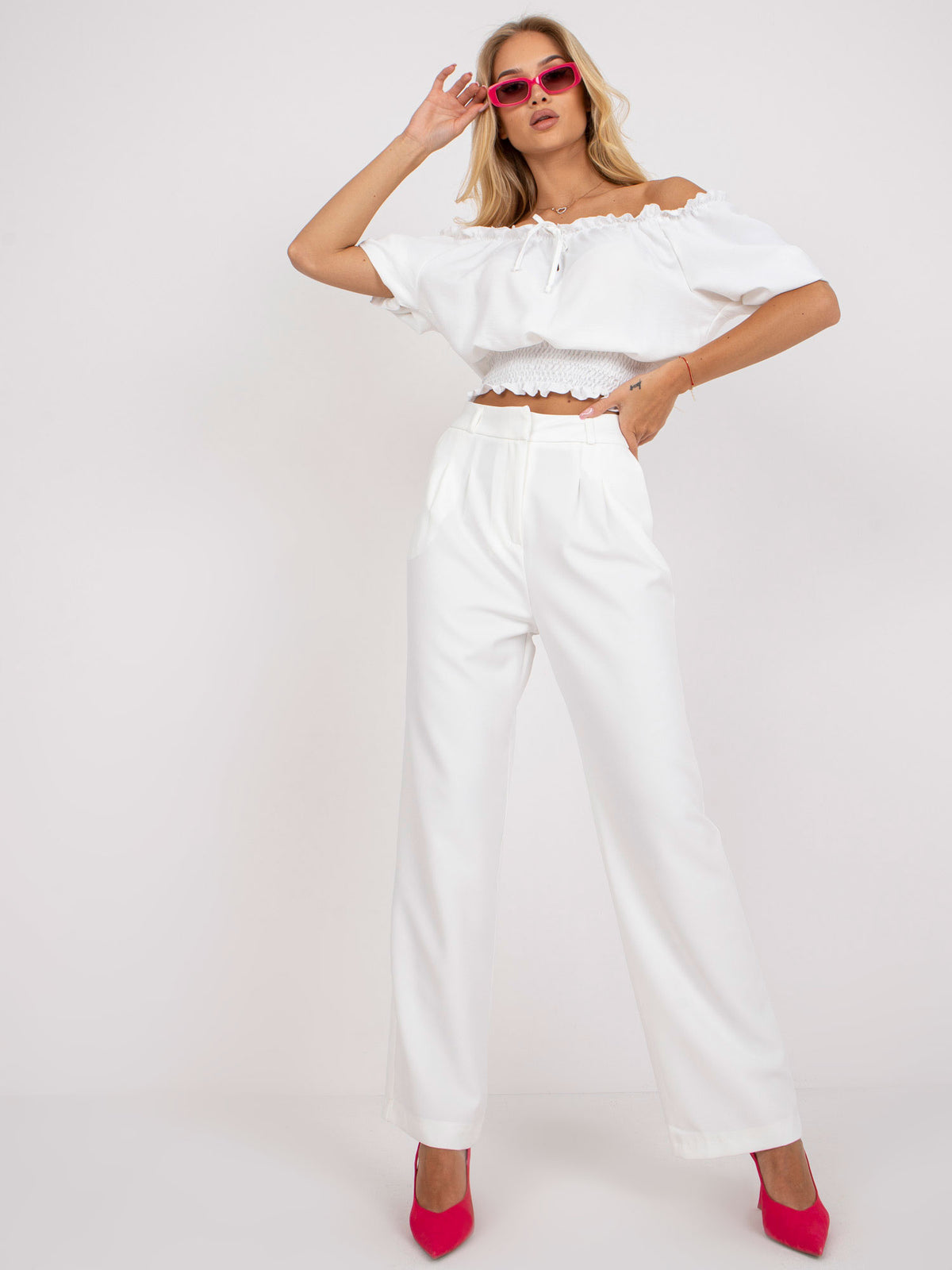 Pantaloni damă alb