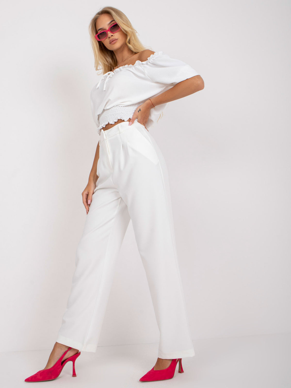 Pantaloni damă alb