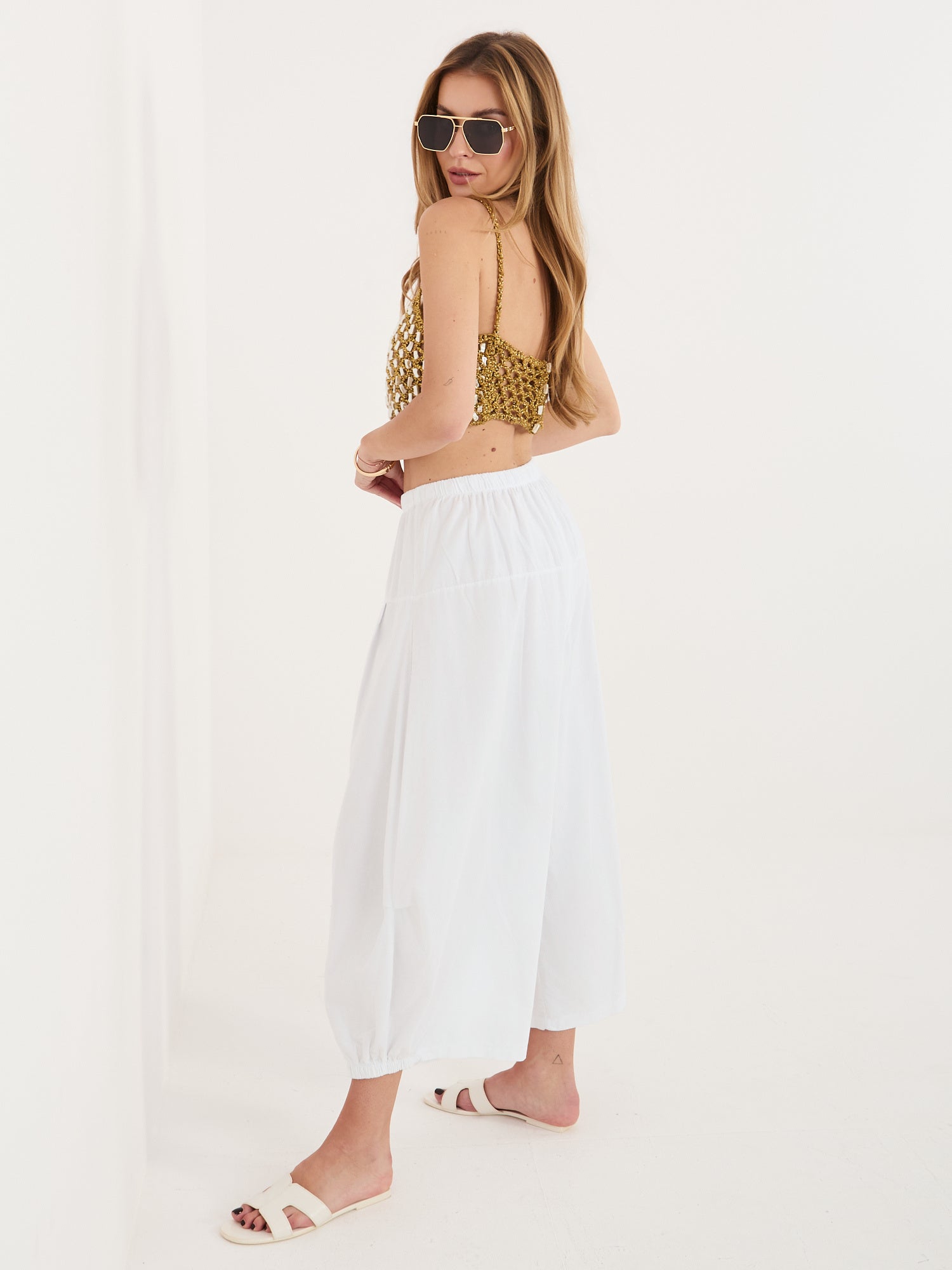 Pantaloni damă alb