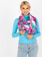 Eșarfă de damă din bumbac cu model alb și fuchsia