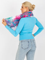 Eșarfă de damă din bumbac cu model alb și fuchsia