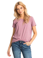 Tricou simplu din bumbac de damă, roz prăfuit