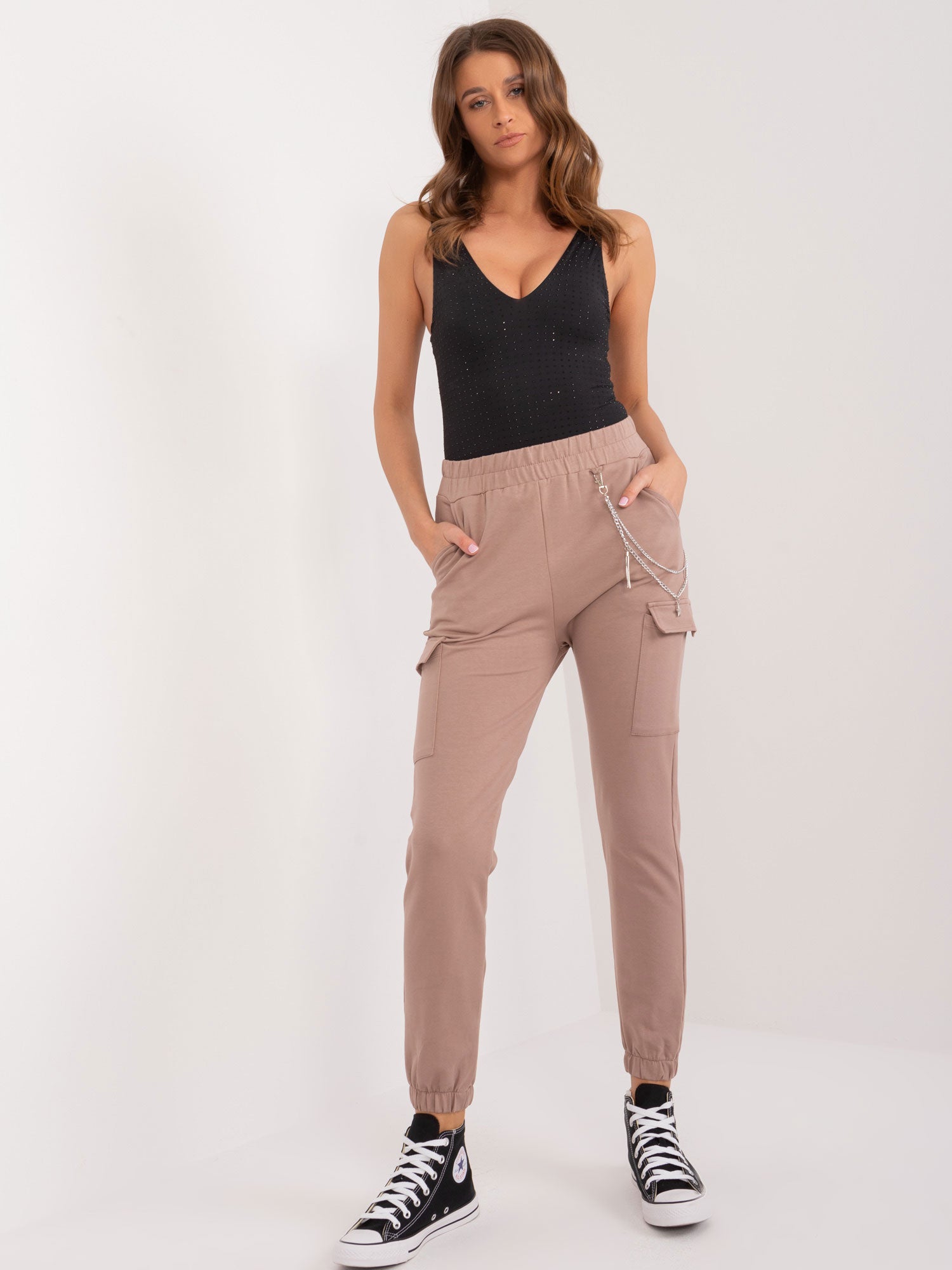 Pantaloni de trening damă bej închis