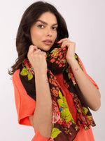 Eșarfă maro închis cu model floral