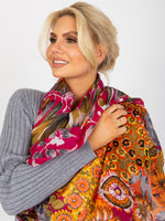 Eșarfă din bumbac cu model roz închis