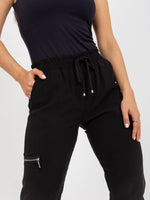 Pantaloni de trening ZULUNA negri, cargo, cu legături