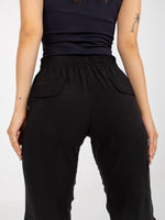Pantaloni de trening ZULUNA negri, cargo, cu legături