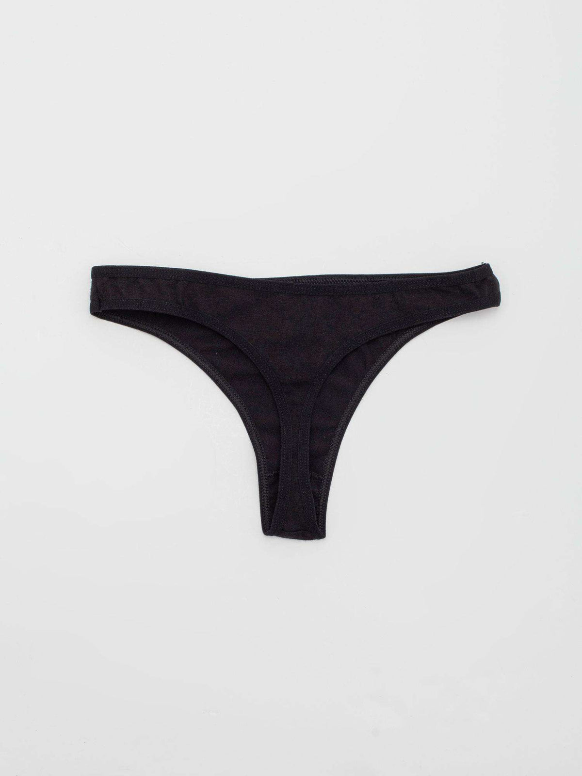 Thong negru din bumbac
