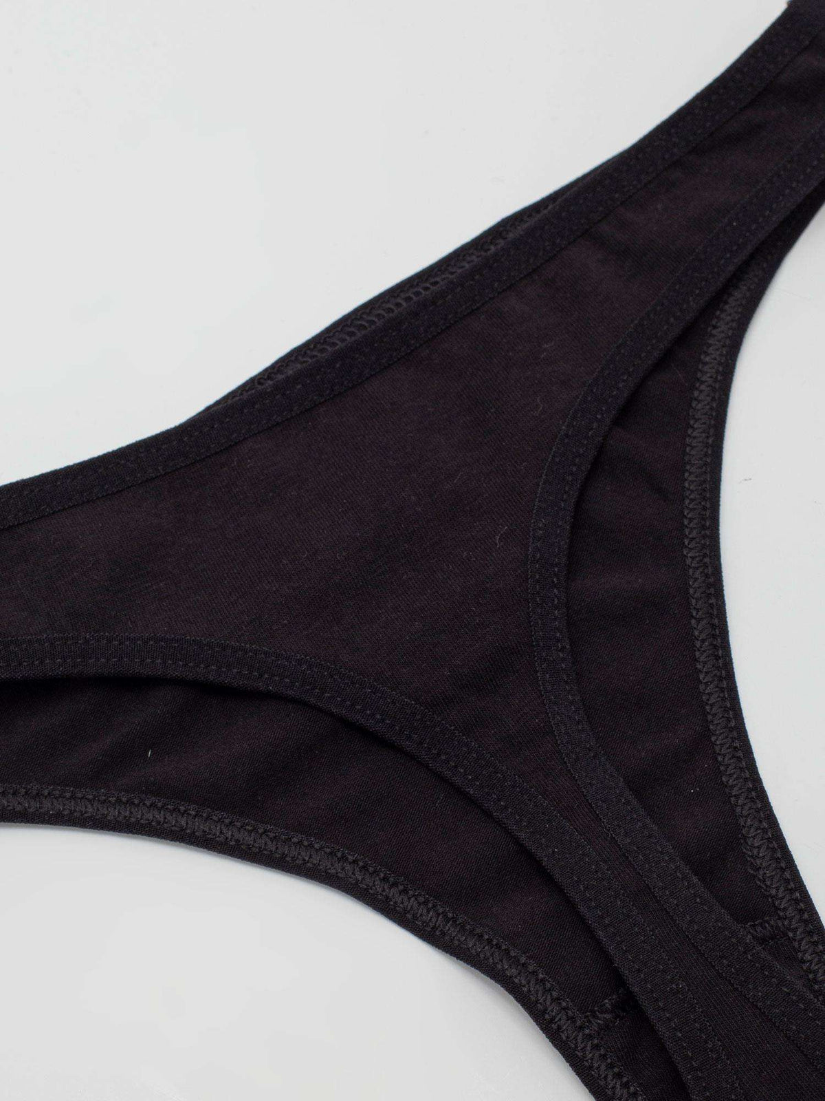Thong negru din bumbac