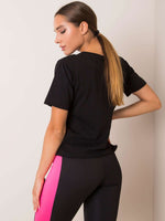 Tricou negru din bumbac PENTRU FITNESS