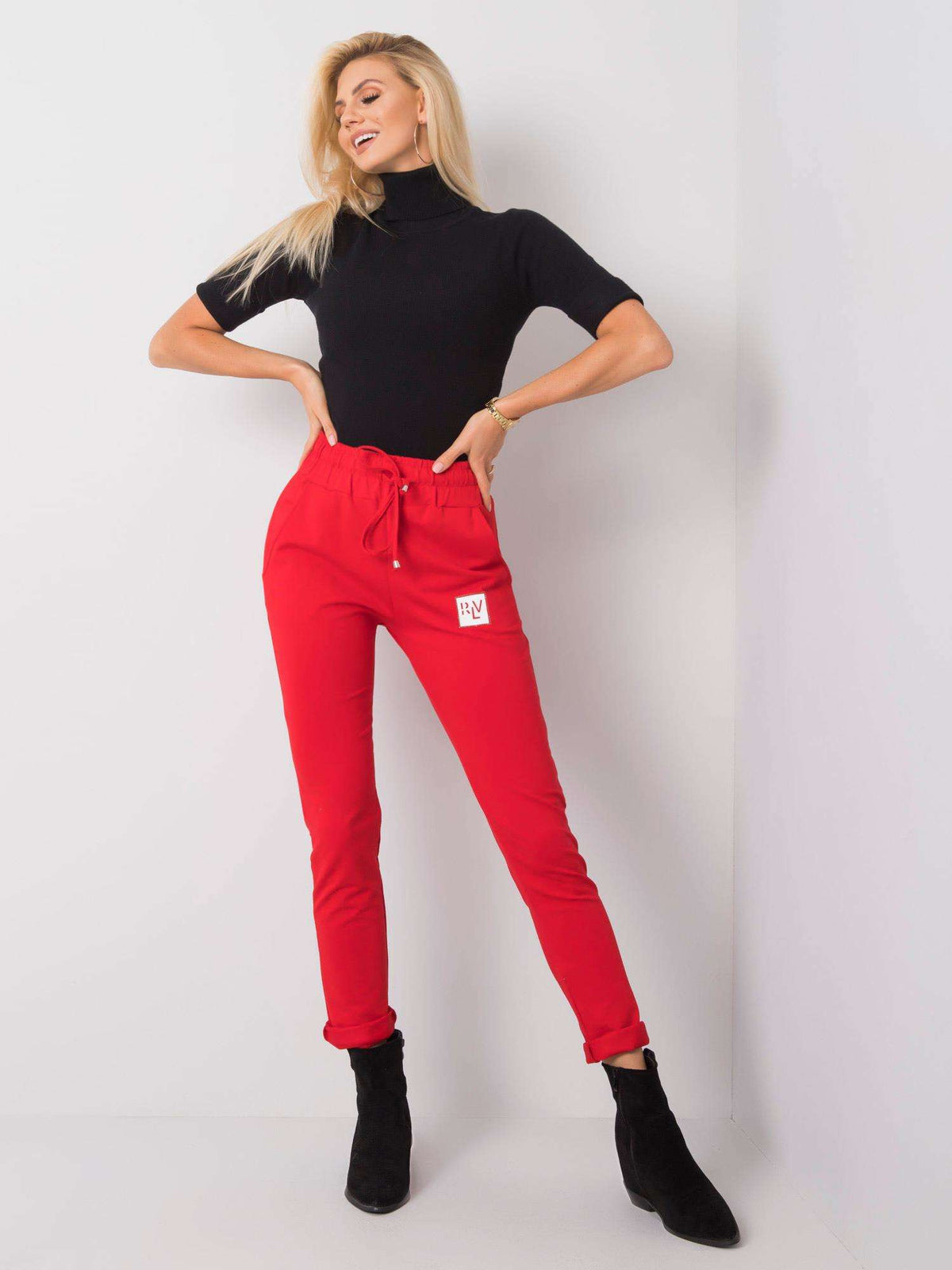 Pantaloni de trening roșii cu buzunare