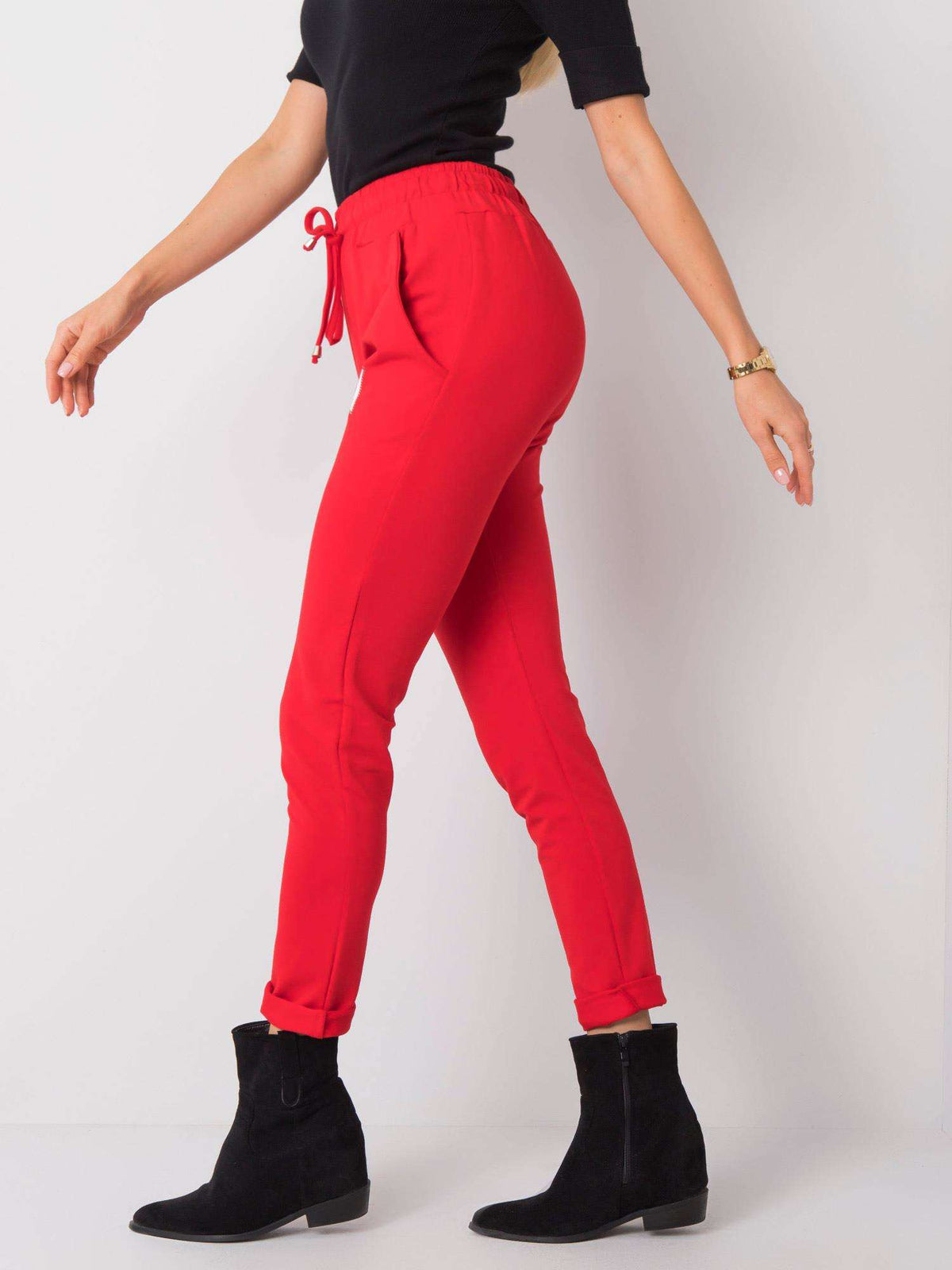 Pantaloni de trening roșii cu buzunare