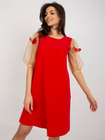 Rochie de cocktail roșie și cămilă cu flori 3D